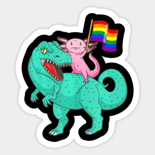 Dinosaur Axolotl Gay Pride Flag Lesbian Proud Ally Sticker
